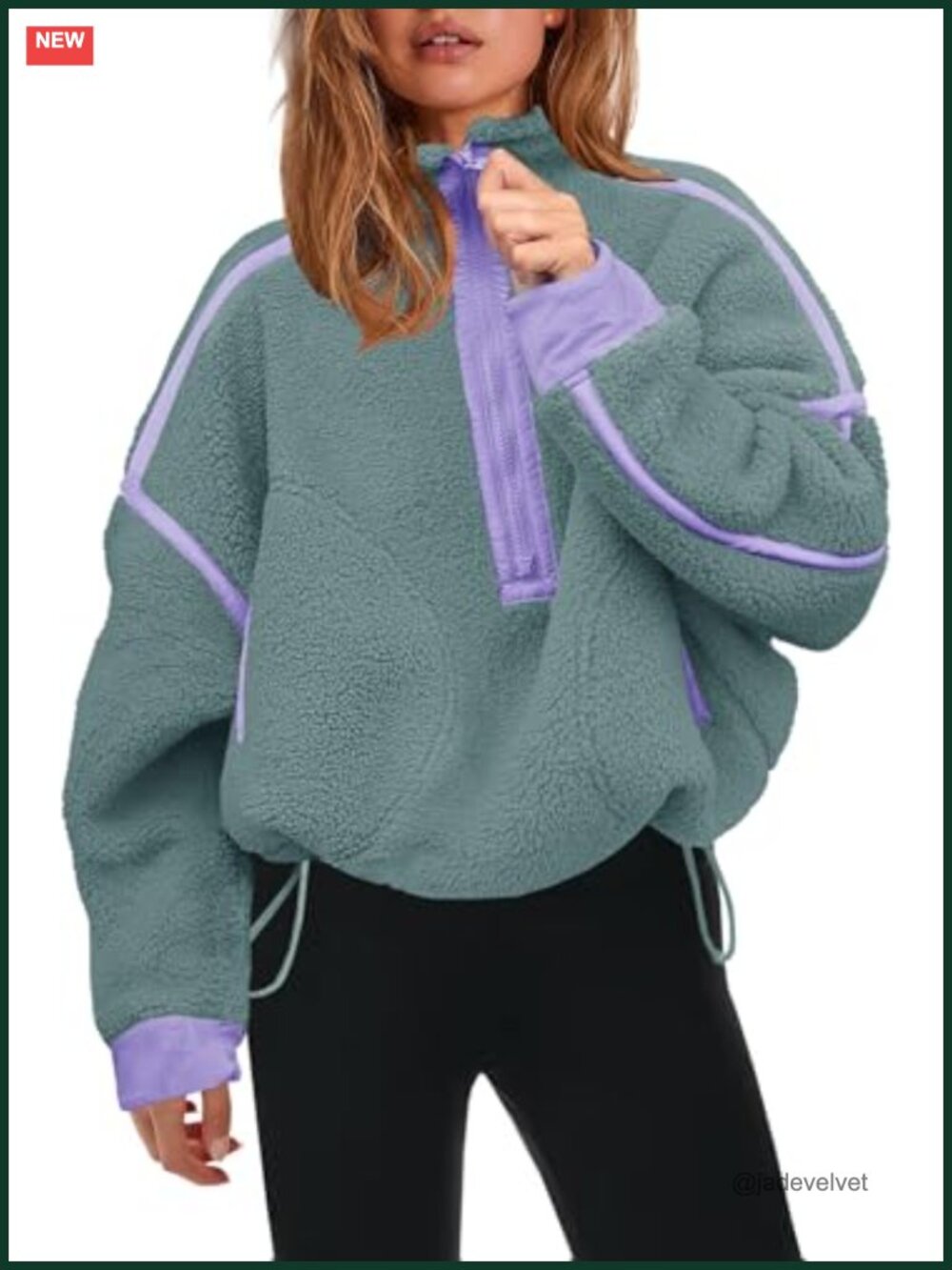 Panadila Womens Half Zip Fleece Pullover Sherpa Sweatshirt Zip Pockets